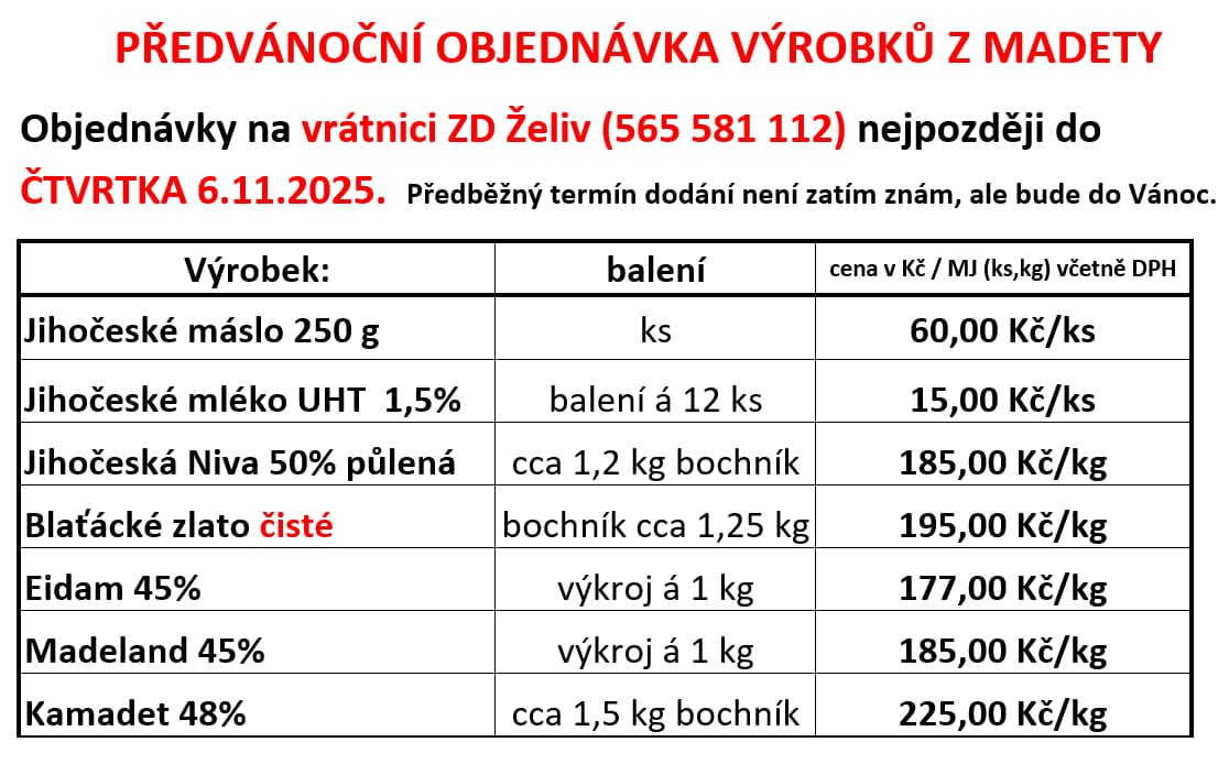 Předvánoční objednávka - Madeta